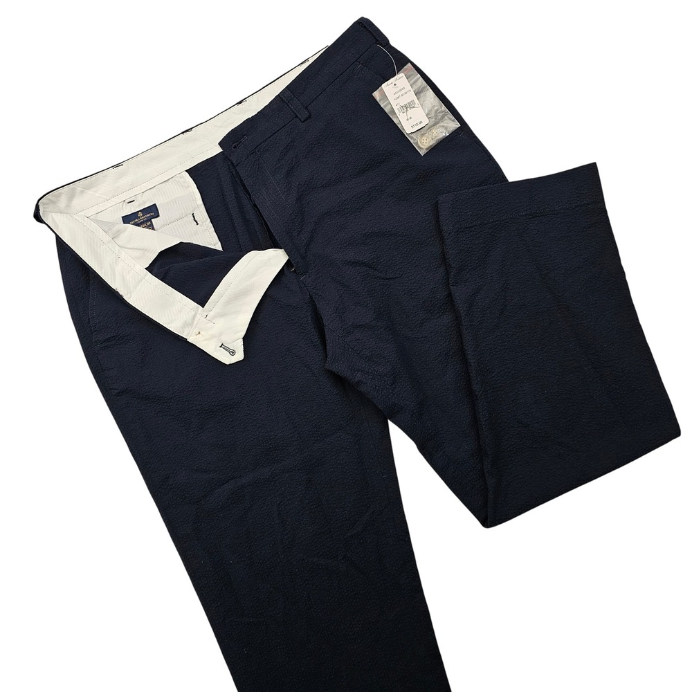 NEW Brooks Brothers Pants Mens 40x30 Blue Seersucker Clark Fit Preppy Coastal